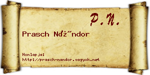 Prasch Nándor névjegykártya